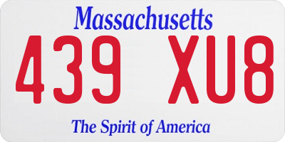 MA license plate 439XU8