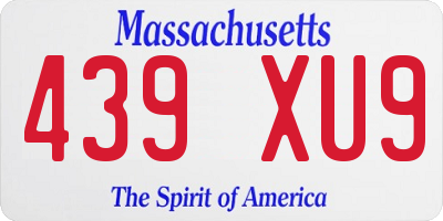MA license plate 439XU9