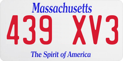 MA license plate 439XV3