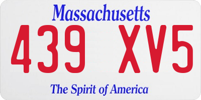 MA license plate 439XV5