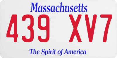 MA license plate 439XV7