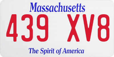 MA license plate 439XV8