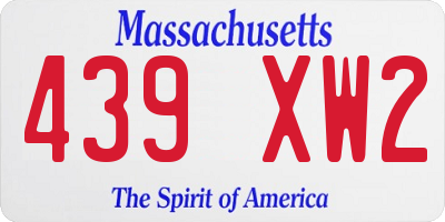 MA license plate 439XW2
