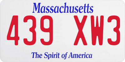 MA license plate 439XW3