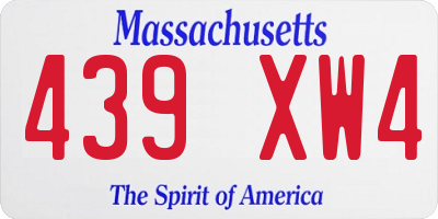 MA license plate 439XW4