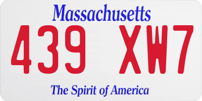 MA license plate 439XW7