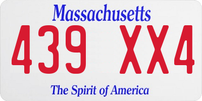 MA license plate 439XX4