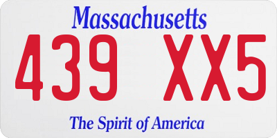 MA license plate 439XX5