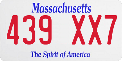 MA license plate 439XX7