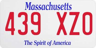 MA license plate 439XZ0