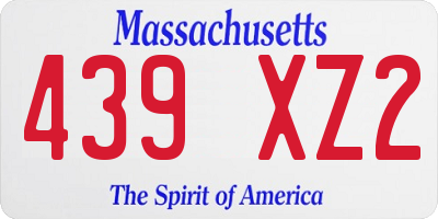 MA license plate 439XZ2