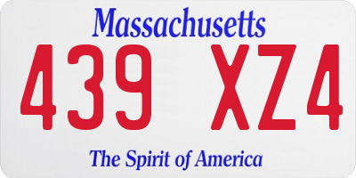 MA license plate 439XZ4