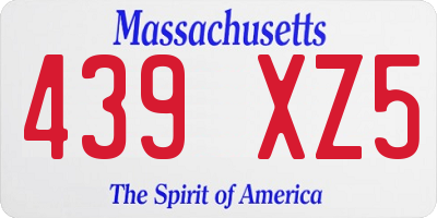 MA license plate 439XZ5