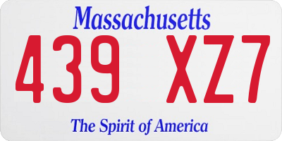 MA license plate 439XZ7