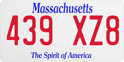 MA license plate 439XZ8