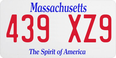 MA license plate 439XZ9