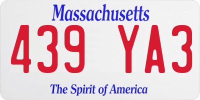 MA license plate 439YA3