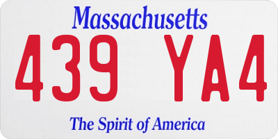 MA license plate 439YA4