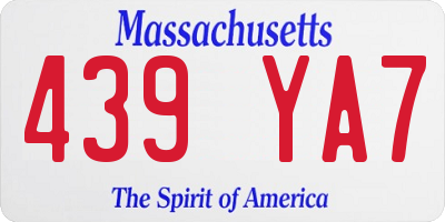 MA license plate 439YA7