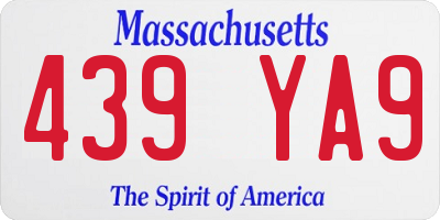 MA license plate 439YA9