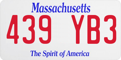 MA license plate 439YB3