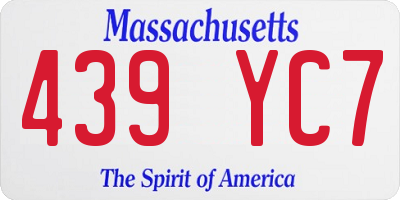 MA license plate 439YC7
