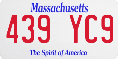 MA license plate 439YC9