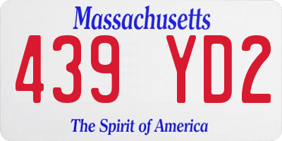 MA license plate 439YD2