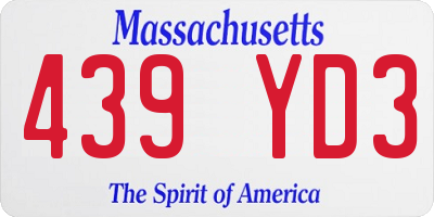 MA license plate 439YD3