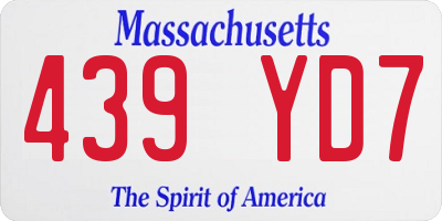 MA license plate 439YD7