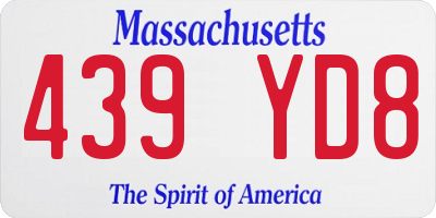 MA license plate 439YD8