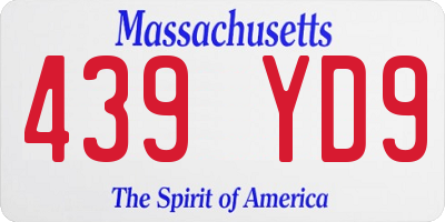 MA license plate 439YD9
