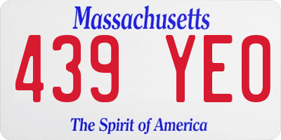 MA license plate 439YE0