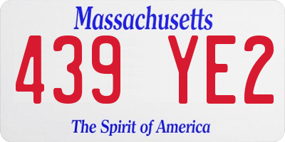 MA license plate 439YE2