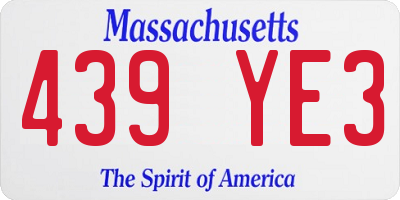 MA license plate 439YE3