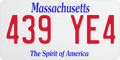 MA license plate 439YE4