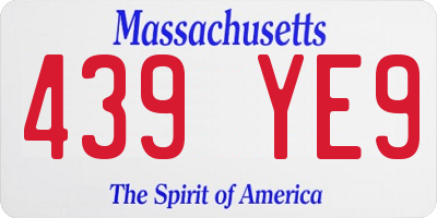 MA license plate 439YE9
