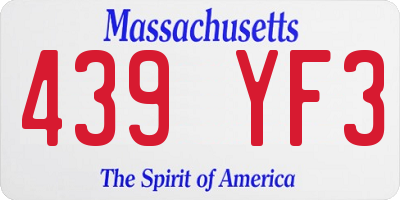MA license plate 439YF3