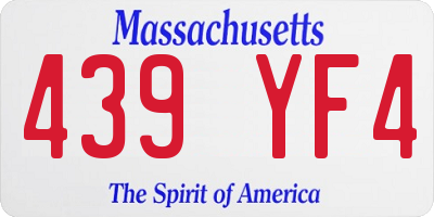 MA license plate 439YF4