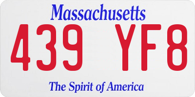 MA license plate 439YF8