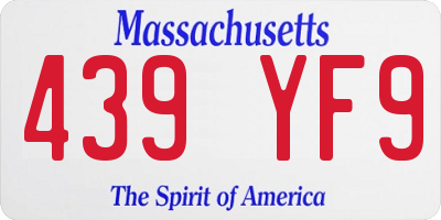 MA license plate 439YF9
