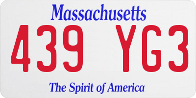 MA license plate 439YG3