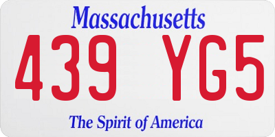 MA license plate 439YG5