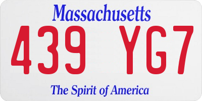MA license plate 439YG7