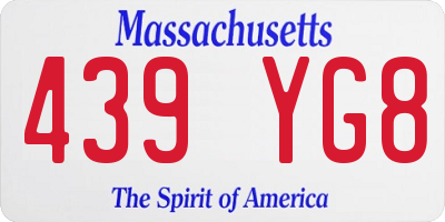 MA license plate 439YG8