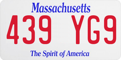 MA license plate 439YG9