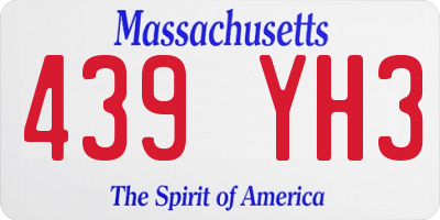 MA license plate 439YH3