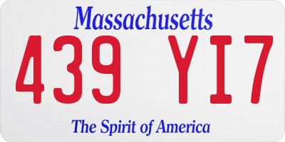 MA license plate 439YI7