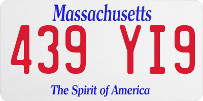 MA license plate 439YI9