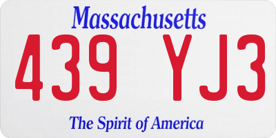 MA license plate 439YJ3